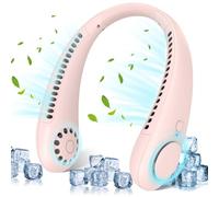 Timiyou Hands Free Bladeless, Ventilatore portatile USB, ventilatore da collo con 3000 mAh, funzionamento a batteria, mini ventilatore a collo per viaggi, sport all'aria aperta, casa, ufficio (rosa)