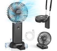 Timiyou Ventilatore a mano, mini ventilatore da viaggio, piccolo con cordino e base, ventilatore a mano, batteria ricaricabile, ventilatore USB per esterni, campeggio, ufficio, casa, viaggi, TM76653