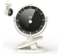 Timiyou Ventilatore portatile a clip con display a LED, potente ventilatore da scrivania USB, ventilatore da tavolo a 6 velocità, rotazione a 360°, batteria 3600 mAh, silenzioso ventilatore da