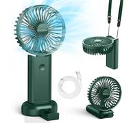 Timiyou Ventilatore portatile, portatile, con 3 velocità, mini ventilatore manuale da 3000 mAh a batteria, ricaricabile tramite USB, ventilatore da scrivania pieghevole per viaggi, campeggio, casa