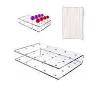 TIMJJG 1 porta caramelle a 20 fori con 100 bastoncini di carta, supporto a doppio strato, supporto in acrilico, adatto per feste, matrimoni, mostre, dessert, decorazioni fai da te