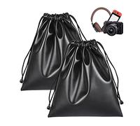 TIMJJG 2 pezzi custodia in pelle PU nera rettangolare 20x22 cm con coulisse per attività all'aperto e uso quotidiano