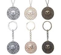 TIMJJG Collana con Teschio Pirata da 3 Pezzi E Portachiavi da 3 Pezzi, Accessori per La personalità Quotidiana, Ciondolo A Tema Pirati dei Caraibi, Vestire L'Atmosfera.