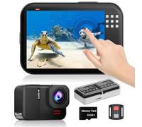 TIMNUT 4K60fps Fotocamera Subacquea- Metallo nudo Telecamera sott'acqua 10M con 64G SD Card, HD 48MP Touchscreen Action Cam 6-Axis Stabilizzazione, WIFI Videocamera 8X Zoom Con Casco Accessori
