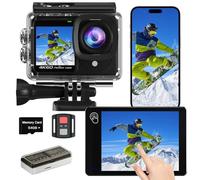TIMNUT Dualscreen 4K60FPS Action Cam con scheda 64G, Fotocamera Subacquea 40M,48MP Touchscreen WiFi Videocamera con EIS, zoom 8X, impermeabile Telecamera Sportiva con 2 batterie da 1350 mAh