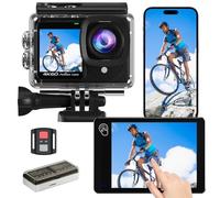 TIMNUT Dualscreen 4K60FPS Action Cam, Fotocamera Subacquea 40M,48MP Touchscreen WiFi Videocamera con EIS, zoom 8X, Impermeabile Telecamera Sportiva con 2 batterie da 1350 mAh