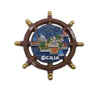 Timone 3D Sicilia Sicilia Italia Magnete da Frigorifero Souvenir turistici Resina Artigianale Mestiere da Cucina Magnetico Collezione di Decorazioni per la casa Regalo