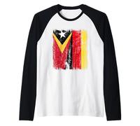 Timor EST Germania Mezza Bandiera Timor EST Patrimonio Tedesco Maglia con Maniche Raglan