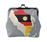 Timor Est mappa della posizione con un sole piccola borsa per il trucco per borsa, borsa portaoggetti per carte di credito con lucchetto a bacio borsa portaoggetti retrò compatta multifunzionale borsa