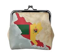 Timor-Leste Flag Map02 piccola borsa per il trucco per borsa, borsa per riporre carte di credito con lucchetto a bacio, borsa per riporre carte di credito, borsa multifunzione retrò compatta, nera,