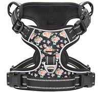 Timos Dog Harness, 3 Snap Buckles No-Pull Soft Padded Dog Vest with 2 Metal Leash Clips,Adjustable Reflective No Choke Pet Harness with Easy Control Handle for Small Dogs,Black Rose,S