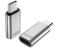 TiMOVO 2 Pezzi Adattatore da Femmina a USB C Maschio, con Caricatore PD Veloce da 35W e Trasferimento Dati per iPhone 15/16/Pro/Pro Max/Plus, iPad Pro/Air Adattatore USB-C, Argento