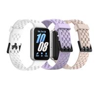 TiMOVO 3pack Banda Sportiva Compatibile con Samsung Galaxy Fit 3, Banda Regolabile in Silicone Morbido con Orifizio per il Flusso d'Aria per Uomini e Donne, Rosa Nebuloso+Viola+Bianco