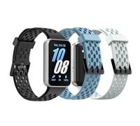 TiMOVO 3pack Banda Sportiva Compatibile con Samsung Galaxy Fit 3, Banda Regolabile in Silicone Morbido con Orifizio per il Flusso d'Aria per Uomini e Donne, Nero + Azzurro + Grigio Chiaro