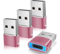 TiMOVO Adattatore da USB a USB C con Luce LED,Adattatore da Tipo C Femminile a U-SB Maschile, Convertitore da U-SB A a C a Ricarica Rapida per iPhone 15/16 Pro Max Plus,iPad,Galaxy,CarPlay, Rosa