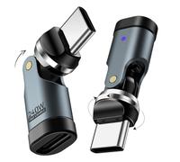 TiMOVO Adattatore USB C 90 Gradi, (2 Pezzi) Adattatore PD 240W USB C ad Angolo Retto, Ricarica, Trasferimento Dati, Adattatore Rotante a 360° e 180° per iPhone 17/16/15, MacBook Pro, iPad, Grigio