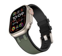TiMOVO Cinturino Compatibile con Apple Watch 42/44/45/46/49 mm per Donna e Uomo,Cinturino Sportivo Bicolore con Cuciture per iWatch Ultra 3 2 1,SE 3 2 1,Serie 11 10 9 8 7 6 5 4 3 2 1,Verde Scuro+Nero