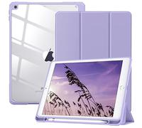 TiMOVO Cover per iPad 9a/8a/7a Generazione 10.2 Pollici, Taro Viola | Con Portapenne, Custodia Protettiva Sottile con Supporto Trifold, Scocca Posteriore Trasparente, Auto Sveglia/Sonno
