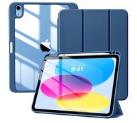 TiMOVO Cover per iPad A16 11 Generazione 11 Pollici 2025, iPad 10 Generazione 2022 10,9 Pollici con Portapenne, Custodia con Trasparente, Funzione di Auto Sveglia/Sonno, Grigio Blu