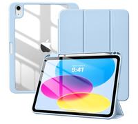 TiMOVO Cover per iPad A16 11 Generazione 11 Pollici 2025, iPad 10 Generazione 2022 10,9 Pollici con Portapenne, Custodia Sottile con trasparente, Funzione di Auto Sveglia/Sonno, Cielo Blu