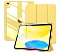 TiMOVO Cover per iPad A16 11 Generazione 11 Pollici 2025, iPad 10 Generazione 2022 10,9 Pollici con Portapenne, Custodia con Trasparente, Funzione di Auto Sveglia/Sonno, Giallo Chiaro