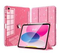 TiMOVO Cover per iPad A16 11 Generazione 11 Pollici 2025, iPad 10 Generazione 2022 10,9 Pollici, Custodia Guscio Posteriore Trasparente Lucido e Portapenne, Auto Sveglia/Sonno, Rosa Glitterato