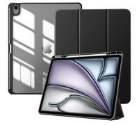 TiMOVO Custodia per Nuovo iPad Air 13 Pollici (M4/M3/M2-2026/2025/2024) con Portapenne, Cover Protettiva per iPad Air 13 con Supporto Pieghevole & Retro Trasparente, Auto Sveglia/Sonno, Nero