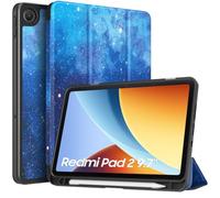 TiMOVO Cover per Xiaomi Redmi Pad 2 da 9,7" 2026 con Porta Penna, Custodia Protettiva Sottile con Supporto e Retro in Morbido TPU, Riattivazione/Sospensione Automa, Cielo Stellato Blu