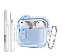 TiMOVO Custodia per AirPods Pro 3 con Chiusura di Sicurezza,Trasparente Blu | Cover Trasparente per Apple AirPod Pro 3a Generazione con Funzione Supporto per Telefono, Kit di Pulizia e Portachiavi
