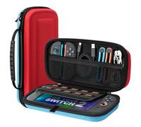 TiMOVO Custodia per Nintendo Switch 2 2025,Blu+Rosso | Cover da Viaggio Portatile Rigida, Grande Capacità, 10 Slot per Schede di Gioco, Con Tasche per Accessori