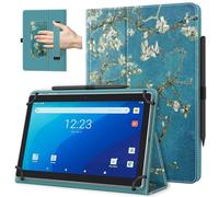 TiMOVO Custodia Universale per Tablet Android 10,1" con Anello per Penna, Cover Leggera e Pieghevole in Piedi con Cinghia a Mano per Tutti i Tablet Touchscreen da 9,6"-11", Albicocchi in fiore