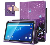 TiMOVO Custodia Universale per Tablet Android 10,1" con Anello per Penna, Cover Leggera e Pieghevole in Piedi con Cinghia a Mano per Tutti i Tablet Touchscreen da 9,6"-11", Farfalla&Cielo Stellato