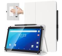 TiMOVO Custodia Universale per Tablet Android 10,1 Pollici con Anello per Penna, Cover Leggera e Pieghevole in Piedi con Cinghia a Mano per Tutti i Tablet Touchscreen da 9,6-11 Pollici, Bianco Avorio