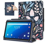 TiMOVO Custodia Universale per Tablet Android 10,1 Pollici con Anello per Penna, Cover Leggera e Pieghevole in Piedi con Cinghia a Mano per Tutti i Tablet Touchscreen da 9,6-11 Pollici, Fiore Colorato