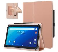 TiMOVO Custodia Universale per Tablet Android 10,1 Pollici con Anello per Penna, Cover Leggera e Pieghevole in Piedi con Cinghia a Mano per Tutti i Tablet Touchscreen da 9,6-11 Pollici, Oro Rosa