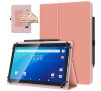 TiMOVO Custodia Universale per Tablet Android 10,1 Pollici con Anello per Penna, Cover Leggera e Pieghevole in Piedi con Cinghia a Mano per Tutti i Tablet Touchscreen da 9,6-11 Pollici, Rosa Puff