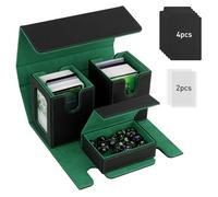 TiMOVO Deckbox Commander MTG per Carte YuGiOh TCG CCG,Nero&Verde | Adatto A 200+ Carte Con Doppia Busta, Custodia Magnetica In Pelle, 2 Espositori Commander & 4 Divisori & Vassoio Per Dadi