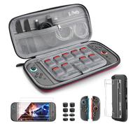 TiMOVO Kit di Accessori per Nintendo Switch 2, 14 in 1 Accessori per Switch 2 con Custodia, Cover Protettiva in PC, Custodia JoyCon in TPU, 2 Pellicola Vetro Temperato e 8 Thumb Grip Cap, Rosso