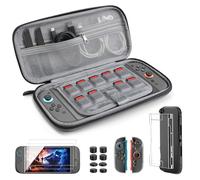 TiMOVO Kit di Accessori per Nintendo Switch 2, 14 in 1 Accessori per Switch 2 con Custodia, Cover Protettiva in PC, Custodia JoyCon in TPU, 2 Pellicola Vetro Temperato e 8 Thumb Grip Cap, Grigio