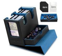 TiMOVO MTG Scatola del Mazzo di Carte Commander con Comandante del Display e Vassoio per Dadi Adatto a 400+ carte non sfoderate, Custodia magnetica in pelle per carte per TCG CCG Magic Cards,Nero+Blu