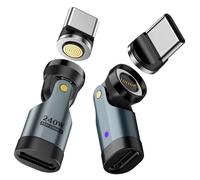 TiMOVO USB C Magnetico Adattatore, (2 Pack) Ricarica PD 240W, Trasferimento Dati, Rotazione di 180° C a C ad Angolo Retto per iPad/iPhone, Grigio