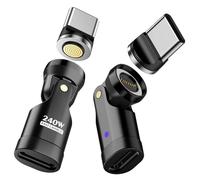 TiMOVO USB C Magnetico Adattatore, (2 Pack) Ricarica PD 240W, Trasferimento Dati, Rotazione di 180° C a C ad Angolo Retto per iPad/iPhone, Negro