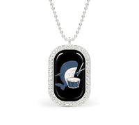 Timpani - Collana con ciondolo a forma di balena, alla moda, quadrato, con bordo bianco, lega metall