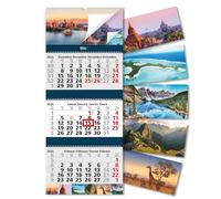 Timr calendario 3 mesi 2026 immagini - calendario da parete 3 mesi con cursore da appendere - calendario illustrato 6 motivi intercambiabili - 81 cm - multilingue DE GB FR ES - tr339