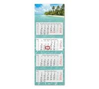 Timr Calendario 4 mesi 2026 - Calendario da parete 4 mesi con cursore - 90 cm calendario quattro mesi multilingue D/GB/F/ES I motivo Caraibi I tr314