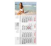 Timr calendario da parete 4 mesi 2026 - 4 mesi con cursore - 65,5 cm calendario quadrimestrale multilingue D/GB/F I motivo donna spiaggia fotografia artistica di nudo elegante I tr367
