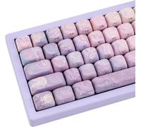 TIMSEKER Set di keycap con profilo MOA viola a 136 tasti, copritasti rotondi in PBT spesso Dye Sub, copritasti con stampa laterale personalizzata con texture ondulata, copritasti estetici per tastiera