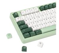 TIMSEKER Simpatico set di keycap botanici verdi e bianchi, 5 tasti a sublimazione del colore laterale con profilo FOA in PBT, per tastiera meccanica da gioco con layout ANSI, 130 tasti