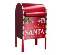 TIMSTOR Mailbox Buca delle Lettere Babbo Natale 52x28,5cm Rosso Metallo Decorazi