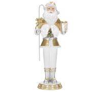 TIMSTOR - Schiaccianoci Soldatino Babbo Natale Bianco Oro 47cm Resina LED